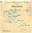 Registo de velocípede de marca Velociper, com o nº 7618, em nome de Américo Barruncho, morador em Albarraque.