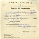 Registo de velocípede de marca Popular, com o nº 3764, em nome de Mário Macedo Sá da Costa, morador em Rio de Mouro.