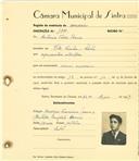 Registo de matricula de carroceiro em nome de António Júlio Cosme, morador na Vila Simões Sintra, com o nº de inscrição 1506.
