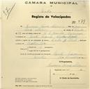 Registo de velocípede de marca Cicles Ideal, com o nº 579, em nome de Quirino Tomás Alecrim, morador em Santa Susana.