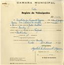 Registo de velocípede de marca Torpedo, com o nº 1362, em nome de Agostinho do Nascimento Aguiar, morador em Queluz.
