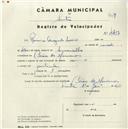 Registo de velocípede com o nº 4457, em nome de Ramiro Augusto Soeiro, morador em Chão de Meninos.