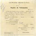Registo de velocípede de marca Oriental, com o nº 4729, em nome de Maria José Barbesti de Sousa de Nápoles, moradora em Mucifal.