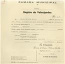 Registo de velocípede de marca Sterling, com o nº 31, em nome de Afonso Estêvão Coelho, morador em Morelena.