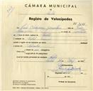 Registo de velocípede com o nº 3611, em nome de Luís Rodrigues Gonçalves, morador em Sintra.