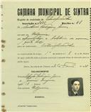 Registo de matricula de velocipedista em nome de António Rodrigues Gomes, morador em Ulgueira, com o nº de inscrição 1625.