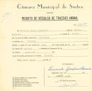 Registo de um veiculo de duas rodas tirado por um animal de espécie asinina destinado a transporte de mercadorias em nome de Fernando Gaspar Alexandre, morador em Cortesia. 