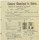 Registo de matricula de velocipedista em nome de Valentim António Baleia, morador em Bolembre, com o nº de inscrição 746.