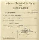 Registo de velocípede com o nº 8110, em nome de João dos Santos, morador em Nafarros.
