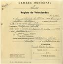 Registo de velocípede com o nº 2178, em nome de Duarte Rebelo Antunes, morador em Estefânia.