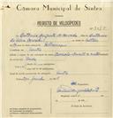 Registo de velocípede de marca Cuciolo - Ducati, com o nº 8017, em nome de António Augusto de Carvalho, morador em Sintra.