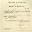 Registo de velocípede de marca Gasela, com o nº 3798, em nome de Afonso Lufont Tavares, morador em Baratã.