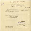 Registo de velocípede de marca Elgin, com o nº 3028, em nome de Manuel Vicente Veríssimo, morador em Alvarinhos.
