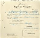 Registo de velocípede de marca Orbea, com o nº 560, em nome de António da Silva Rainha, morador em Algueirão,