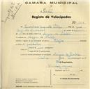Registo de velocípede de marca Elgin, com o nº 366, em nome de Severino Augusto Filipe, morador em Várzea de Sintra.