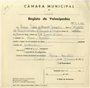 Registo de velocípede com o nº 3332, em nome de Isaías Vieira da Conceição Ferreira, morador em Mem Martins.