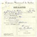 Registo de velocípede de marca Star, com o nº 5613, em nome de Domingos José Paulino, morador em Montelavar.