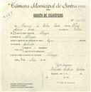 Registo de velocípede de marca Azur, com o nº 5255, em nome de Américo da Silva Conde, morador em Albogas.