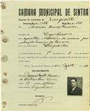 Registo de matricula de velocipedista em nome de Américo [M...] Ferreira, morador em Pero Pinheiro, com o nº de inscrição 1782.