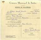 Registo de velocípede de marca Cruzador, com o nº 9645, em nome de António Duarte Júnior, morador em Pedra Furada.