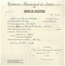 Registo de velocípede com o nº 4722, em nome de Francisco Branco Catalão, morador em Largo da Rainha D. Amélia, Sintra.