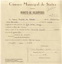 Registo de velocípede de marca Oriental, com o nº 7919, em nome de Mário Cândido de Azevedo, morador em Rio de Mouro.