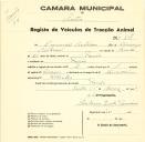 Registo de um veiculo de duas rodas tirado por um animal de espécie asinina destinado a transporte de mercadorias em nome de Domingos Cristóvão, morador na Fação.