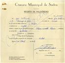Registo de velocípede de marca Alpino, com o nº 10020, em nome de José Antunes, morador em Sintra.