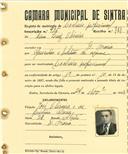 Registo de matricula de cocheiro profissional em nome de Lino Luís Oliveira, morador em Dona Maria, com o nº de inscrição 926.