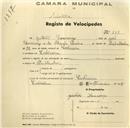 Registo de velocípede com o nº 267, em nome de Julião Lourenço, morador em Codiceira.