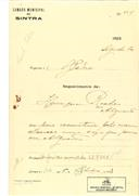 Construção de moradia, em Algueirão, em nome de Henrique Rocha, com o Processo OB nº 457 de 20/08/1923, com a licença de construção nº 322 de 05 /09 /1923.