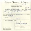 Registo de velocípede com o nº 5617, em nome de Mário de Almeida Batista, morador em Idanha.
