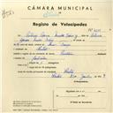 Registo de velocípede com o nº 4278, em nome de António Afonso Mendes Osório Júnior, morador em Sintra.