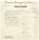 Registo de velocípede com o nº 4901, em nome de Manuel da Silva Saraiva, morador em Colares.