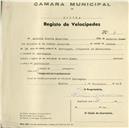 Registo de velocípede de marca Toman, com o nº 6, em nome de António Duarte Rosalino, morador em Cortegaça.