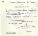 Registo de velocípede de marca Ilo, com o nº 8918, em nome de Armando Marques Loureiro, morador em Manique de Cima.
