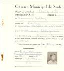 Registo de matricula de velocipedista em nome de Herming Holberg, morador em Queluz, com o nº de inscrição 6441.