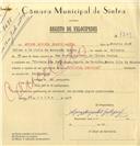 Registo de velocípede de marca Oriental Especial, com o nº 7209, em nome de Afonso Augusto Duarte Galego, morador em Bairro da Portela, Sintra.