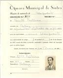 Registo de matricula de velocipedista em nome de Fausto Frutuoso, morador em Cabriz, com o nº de inscrição 6490.