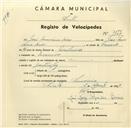 Registo de velocípede com o nº 3127, em nome de José Maurício Dias, morador em Maceira.