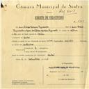 Registo de velocípede de marca Vilar com motor Cuciolo, com o nº 5989, em nome de Luís Filipe Marques Figueiredo, morador em Linhó.
