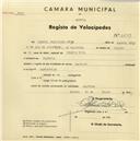 Registo de velocípede de marca Saltley, com o nº 2609, em nome de Manuel Francisco Moço, morador em Maceira.