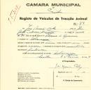 Registo de um veiculo de duas rodas tirado por um animal de espécie cavalar destinado a transporte de mercadorias em nome de José Maria Costa, morador em Albarraque.