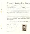 Registo de matricula de velocipedista em nome de Carlos Manuel Raposo de Paiva, morador em Queluz, com o nº de inscrição 6459.