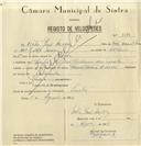 Registo de velocípede de marca Famel, com o nº 8174, em nome de Vítor José Névoa, morador em Rua José Antunes dos Santos, Sintra.