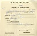 Registo de velocípede de marca Dinar, com o nº 3461, em nome de Salvador Nogueira dos Reis, morador em Queluz.