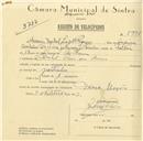 Registo de velocípede com o nº 5995, em nome de Maria Isabel Lopes Pereira, moradora em Praia das Maçãs.