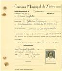 Registo de matricula de carroceiro em nome de Olivia  Batista, moradora em São João das Lampas, com o nº de inscrição 1575.
