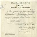 Registo de velocípede de marca Cycles Pombal, com o nº 5198, em nome de Vítor Manuel Lopes Gaspar, morador em Linhó.