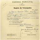 Registo de velocípede de marca Nacional, com o nº 1271, em nome de José da Conceição Pinto, morador em Algueirão.